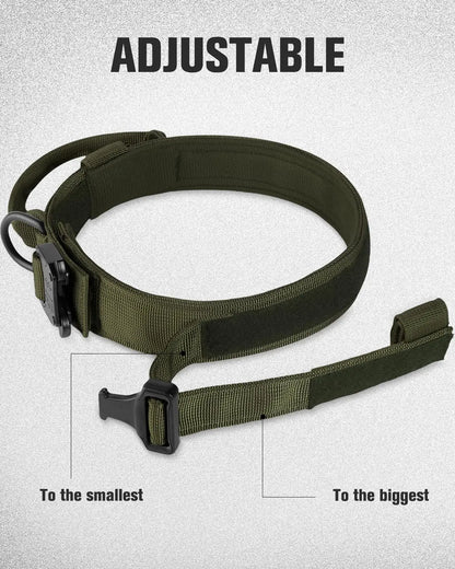 Tactical Dog Collar with Heavy Duty Metal Buckle Control Handle Nylon Military Dog Collar for Medium Large Dog