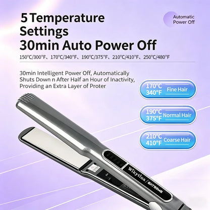 2 in 1 Titanium Flat Iron Hair Straightener Curler Instant Heat