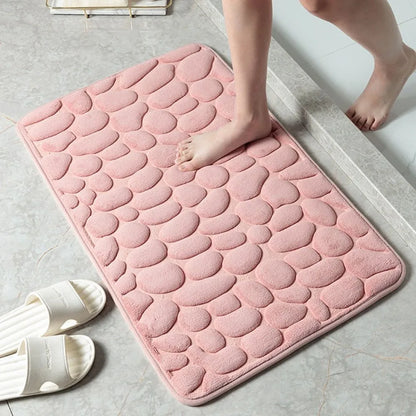 Cobblestone Embossed Bath Mat Non-slip Carpets Water Absorption Washable Bathtub Floor Rug Shower Doormat Bathroom Decor