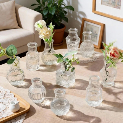 10/20pcs Mini Glass Vase Modern Clear Hydroponic Flower Vase Retro