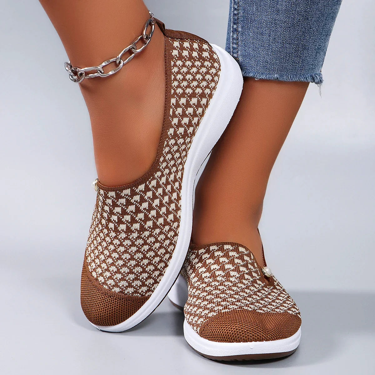 Spring new women's sports shoes, fashionable, breathable, lightweight, non-slip, wear-resistant, casual sports shoes, flat shoes