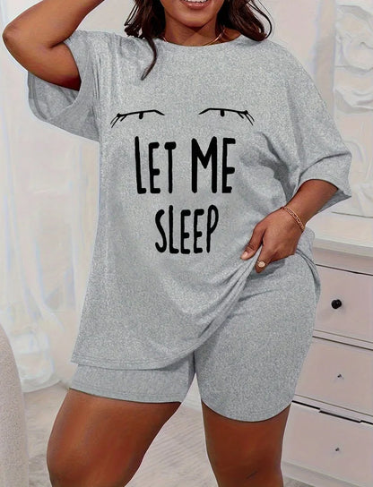 Summer Womens Sleepwear Set T Shirt Shorts Oversized Comfortable Home Outfit