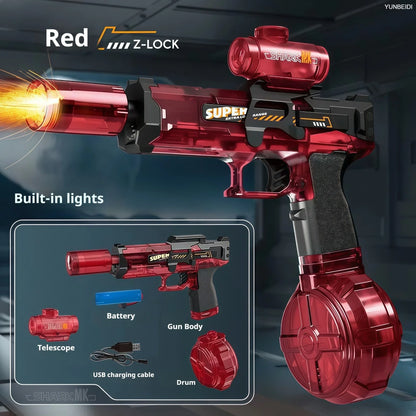 Electric Water Gun Simulation Shooting Water Gun with Recoil Flash Function Summer Outdoor Beach Game Toys Children Adults Gifts