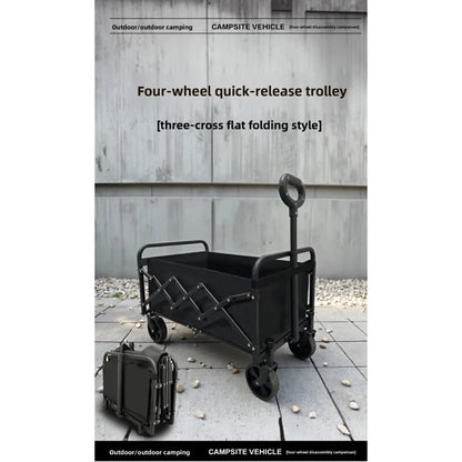Outdoor garden camping large-capacity folding trolley, portable, detachable, compact and lightweight picnic camping cart
