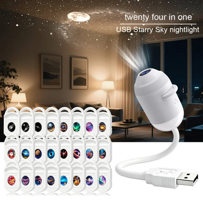 Holographic Night Light Projector Plug Play 2-in-1 Galaxy Star Ocean Projector 360 Rotated Usb Powered Ceiling Light For Bedroom