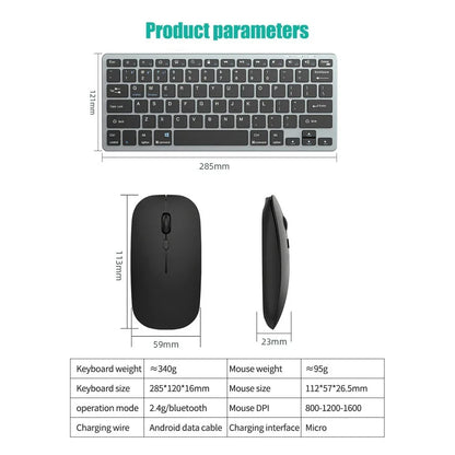 New 2.4G Wireless Rechargeable Silent Wireless Keyboard and Mouse Set, Compact Ergonomic Keyboard Mouse for Office/Home