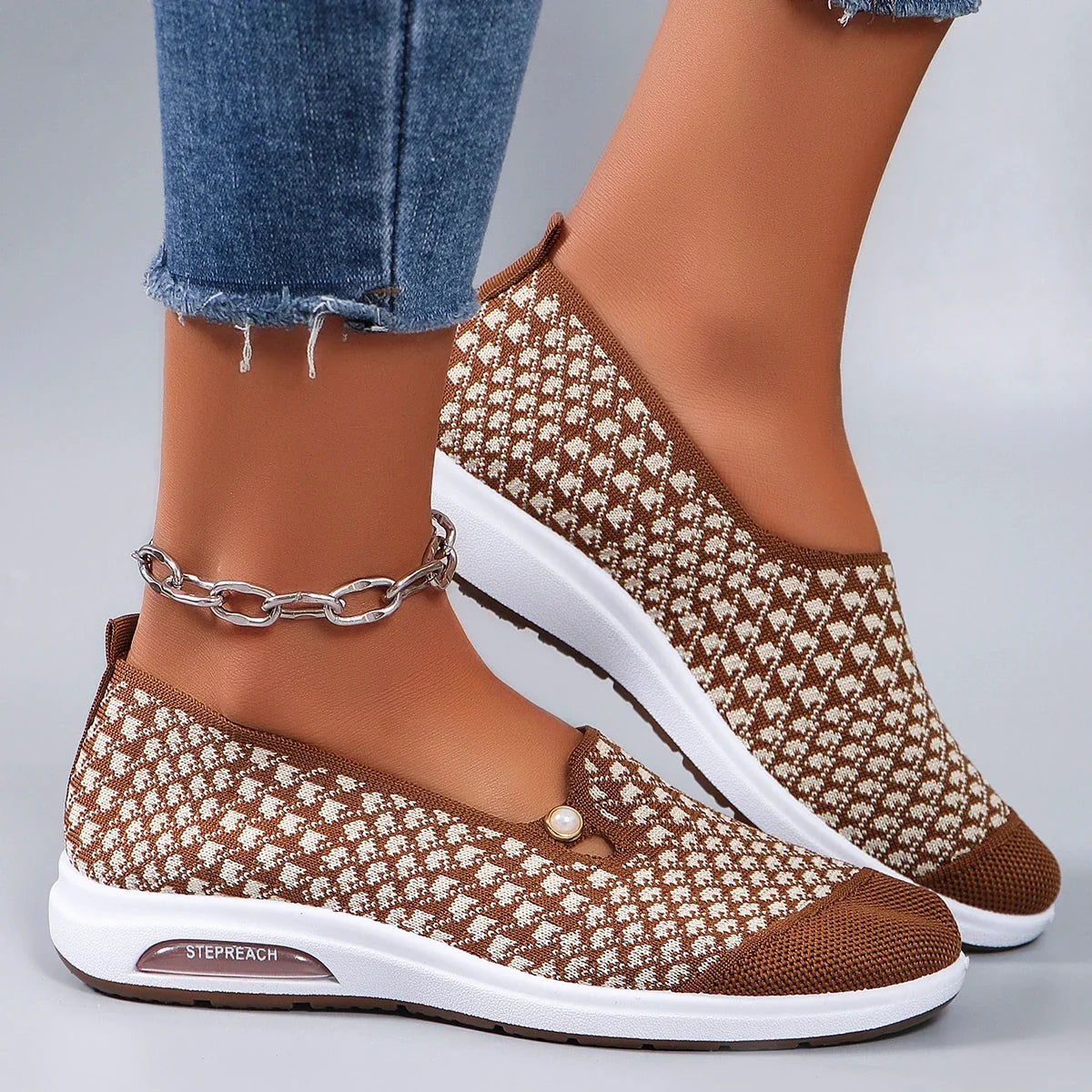 Spring new women's sports shoes, fashionable, breathable, lightweight, non-slip, wear-resistant, casual sports shoes, flat shoes