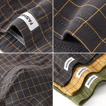 Men's Underwear Breathable Loose Mid Waist Sexy Plaid Homewear Panties Cotton Comfortable Boxer Shorts Elastic Mens Underpants