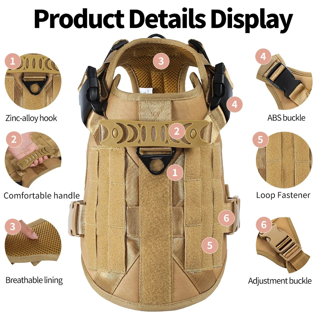 Dog Tactical Harness Vest Pet Dog Harness for Medium Large Dogs  Reflective Dog Harness No Pull with Durable Soft Handle