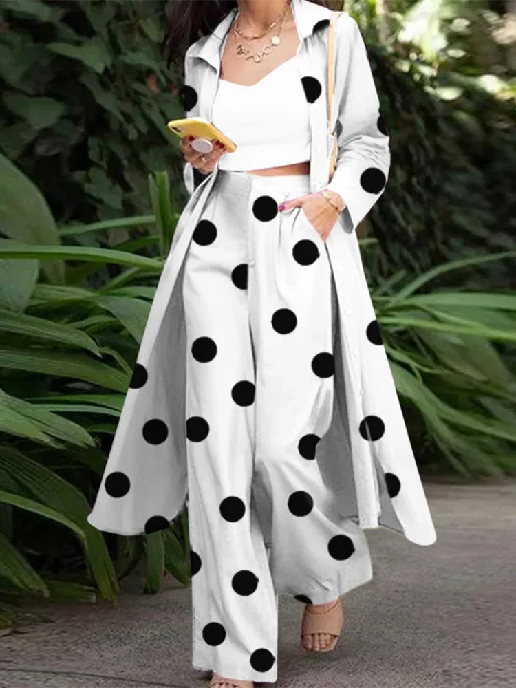 ZANZEA Fashion Autumn Long Sleeve Shirt 2PCS Women Suits Matching Sets Solid Loose Pant Sets Casual Wide Leg Trousers Oversized