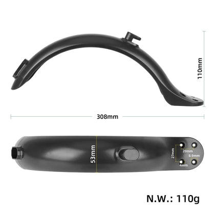 Electric Scooter 4 Hole Fender with Tail Light & Screws & Caps Splash Proof Mudguard Wear Resistant for 8.5 Inch E-scooter