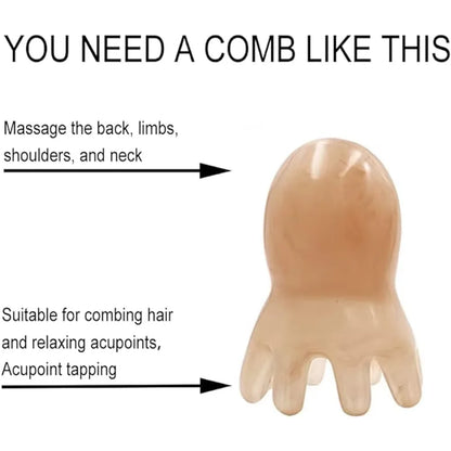 Resin Octopus Massage Comb Head Meridian Scraping Scalp Massage Brush Acupuncture SPA Gua Sha Massage Comb Fatigue Relief Massag