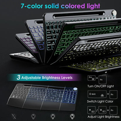 2.4G&Type-C Wireless Keyboard Mouse Combo with Wrist Rest,RGB Backlit,Silent Rechargeable Set for PC,Laptop,Window,Jiggler Mouse