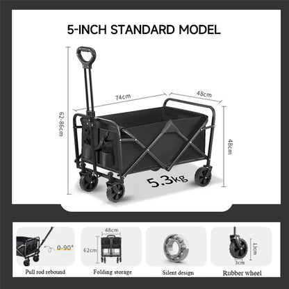Camping Cart Foldable Trolley Outdoor Picnic Portable Hand-Pull Cart Camping Trailer Camping