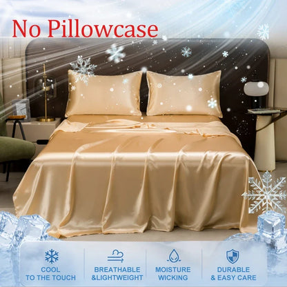 Summer Cooling Bed Sheet Breathable Comfortable Cooling Blanket Ice Silk Fabric Solid Color Flat Sheet Luxury Bedding Sheet