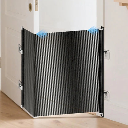 Retractable Pet Gate Dog Retractable Gate No-Drill Childproof Net Fence Cat Baffle for Indoor Staircase Patio Fireplace Deck