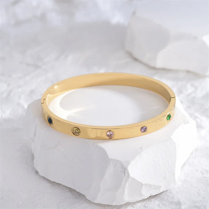 2023 New Design Gold Color Zircon And Cross Nut Nail Bracelet Gold & Bangle For Woman Stainless Steel Screw Brand Jewelry