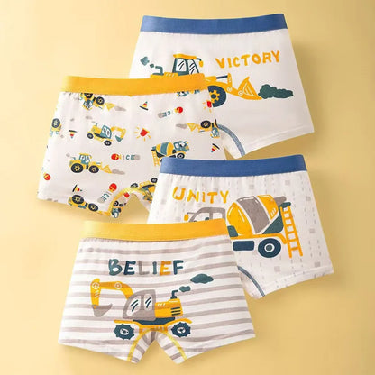 Children's Underwear Boy Panties Underpants  Engineering Vehicle Cars Fire Engine Comfortable Shorts Briefs Boxers For Kids