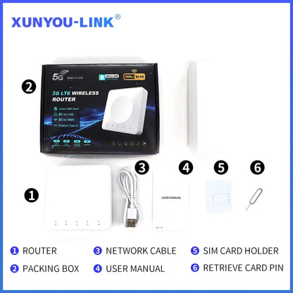 XUNYOU-LINK Portable 5G WiFi Router WiFi 6 High Speed Wireless Router Gigabit Ethernet Port Mobile WiFi Hotspot for Home Travel
