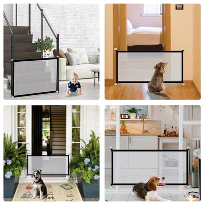Pet Dog Barrier Fences Pet Isolated Network Folding Breathable Nylon Mesh Pet Isolated Network Stairs Gate Safety Fence 2 Sizes