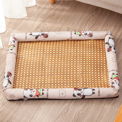 Pet Summer Mat Cute Dog Cooling Sofa Breathable Small Dog Bed Cushion Moistureproof Rattan Wear Cat Mat Accessories