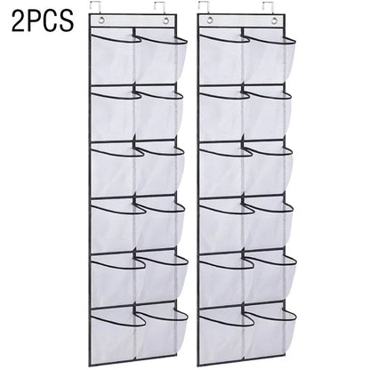12 Pockets Over the Door Shoe Organizer Large Mesh Pockets with 2