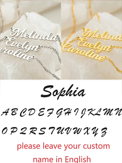 Custom Different Font Name Pendant Necklace for Woman Girls Stainless Steel Nameplate Personalized Choker Necklaces Jewelry Gift