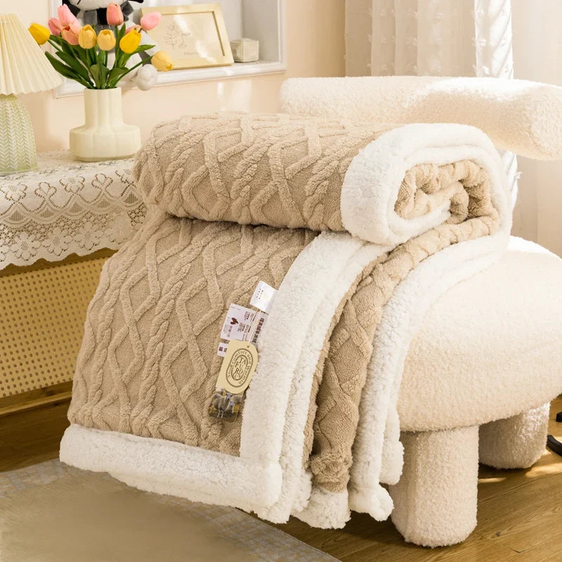Warm Wool Sherpa Thick Blankets Fluffy Soft Coral Fleece Bedspread on The Bed Single Double Winter Plush Coraline Furry Throw