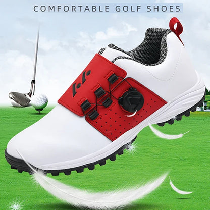 New men's golf shoes, Spinning buckle lightweight golf training shoes, Outdoor sports and leisure shoes, Breathable and non slip