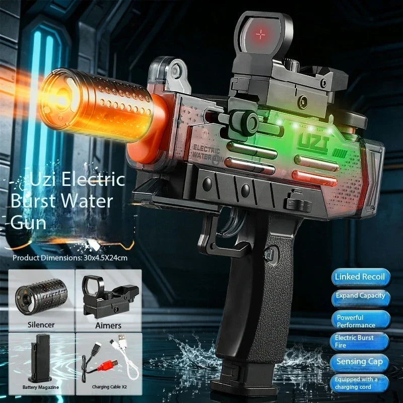 UZI Water Gun Toy Swimming Pool Play Water Adult Shots Games Toy Outdoor Games High Pressure Water Gun Summer Swimming Pool Toys