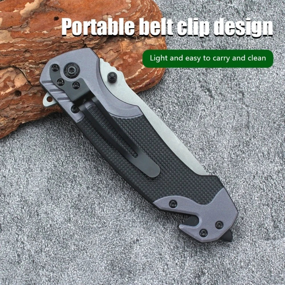 Foldable Knife Stainless Steel Outdoor Function Knife Portable Fruit Knife Multipurpose Camping Folding Damascene Pattern Knife