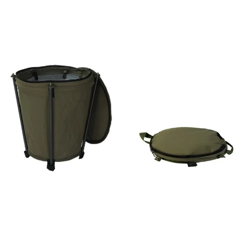 Outdoor Camping Trash Can Portable Garbage Bin Lightweight Round Bucket Wastebasket Can Container for Hiking Camping