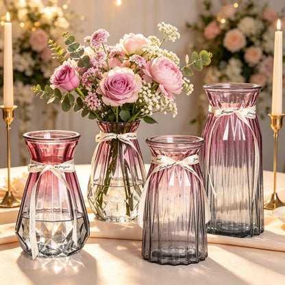 European Style Glass Vase Geometric Glass Vases Hydroponic Plant Bottle Flower Arrangement Pot Home Office Desktop Decor