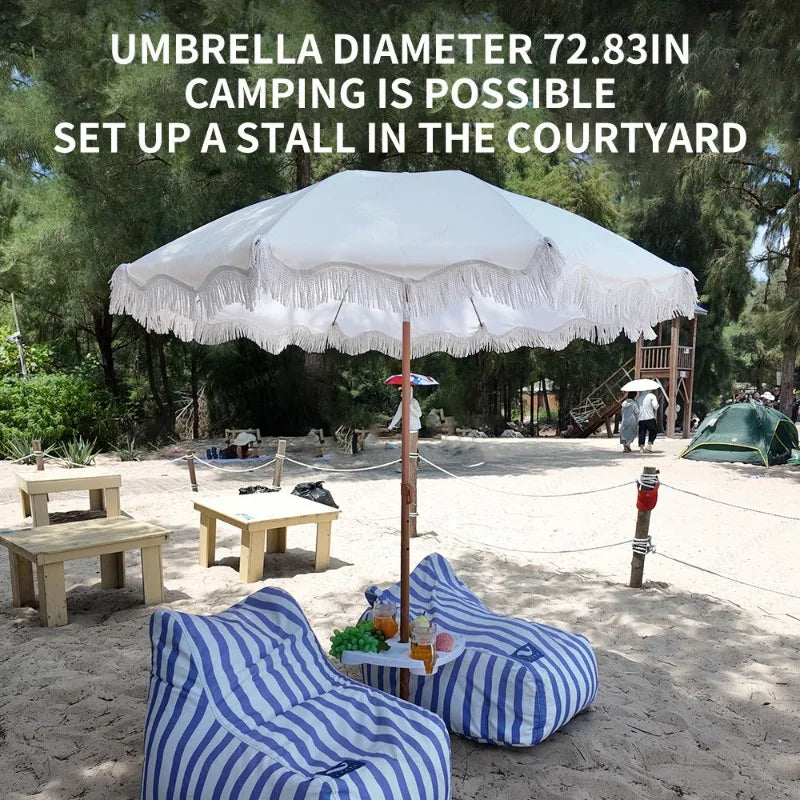 Large Camping  Seaside Resort Beach Umbrella Courtyard Tassel Sun Umbrella Pool Sun Protection Terrace