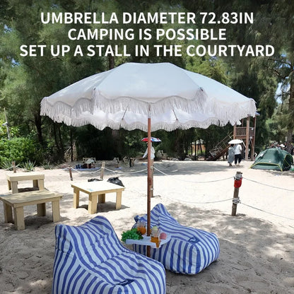 Large Camping  Seaside Resort Beach Umbrella Courtyard Tassel Sun Umbrella Pool Sun Protection Terrace