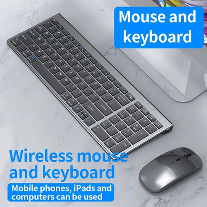 2.4G Wireless & Bluetooth Rechargeable Ultra-Thin Keyboard Mouse Set for Computer, Office, Gaming, iPad - Silent Slim Design