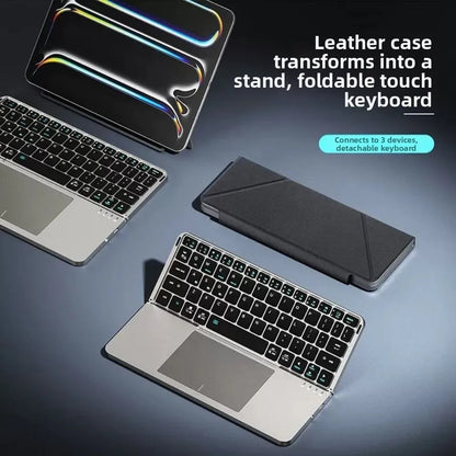 Bluetooth 5.3 Wireless Bluetooth Keyboard Portable Detachable Foldable Keyboard with Touchpad Universal Rechargeable Keyboard