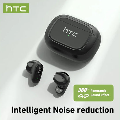 HTC NE51 Bluetooth Earphones TWS Mini EarBuds Sports Wireless Headphones Smart Noise Reduction Earbuds Green Black