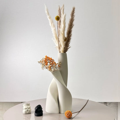 2 Piece Set of Special-Shaped Double Vase, Creative Dried Flower Vase, Multi-Color Optional, Suitable for Living Room, Kitchen,