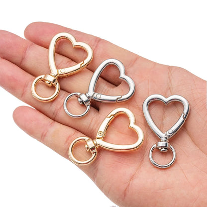 5Pcs Heart Shape Rotation Alloy Lobster Spring Clasps Openable Key Ring  Hook Carabiner Connector Dog Chain Buckles DIY Jewelry