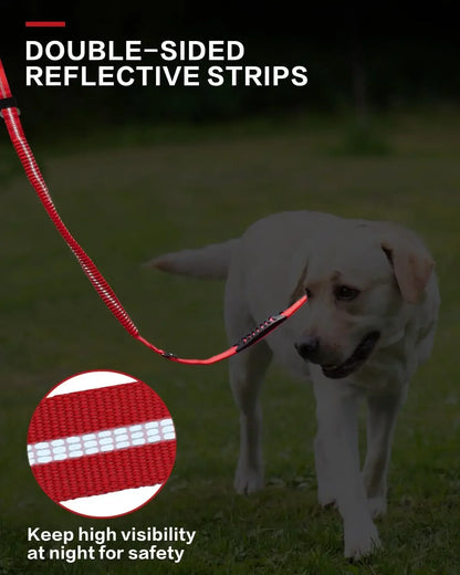 Tactical Dog Leash Heavy Duty, 4-6FT Shock Absorbing Bungee Lead with 2 Padded Handle, Metal Carabiner Clip, Car Seatbelt