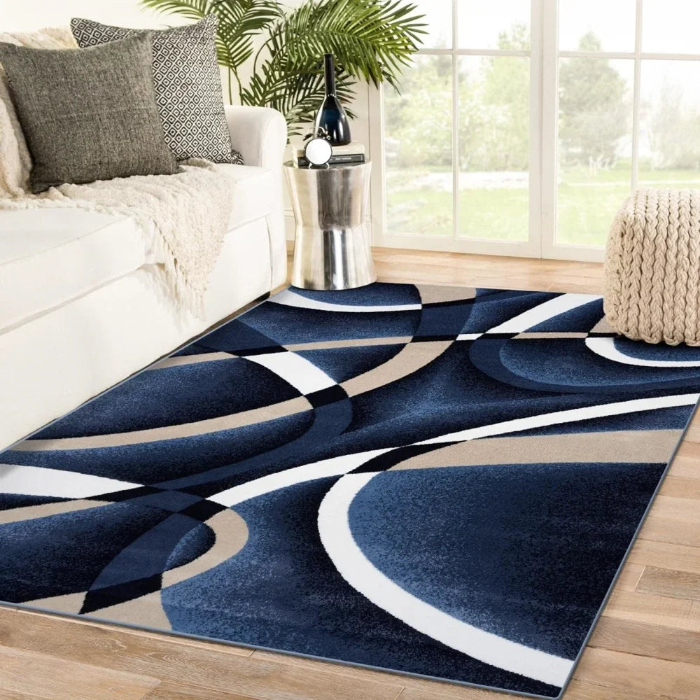 VIKAMA Modern Abstract Geometric Carpet Non-Slip and Easy to Clean Living Room Sofa Rug Office Bedroom Carpet Home Decoration