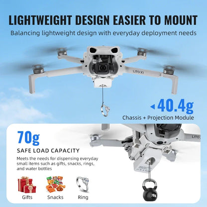 Airdrop System 12KM for DJI Lito 1/X1 Drone Accessories Thrower Payload Dropper Transport Device