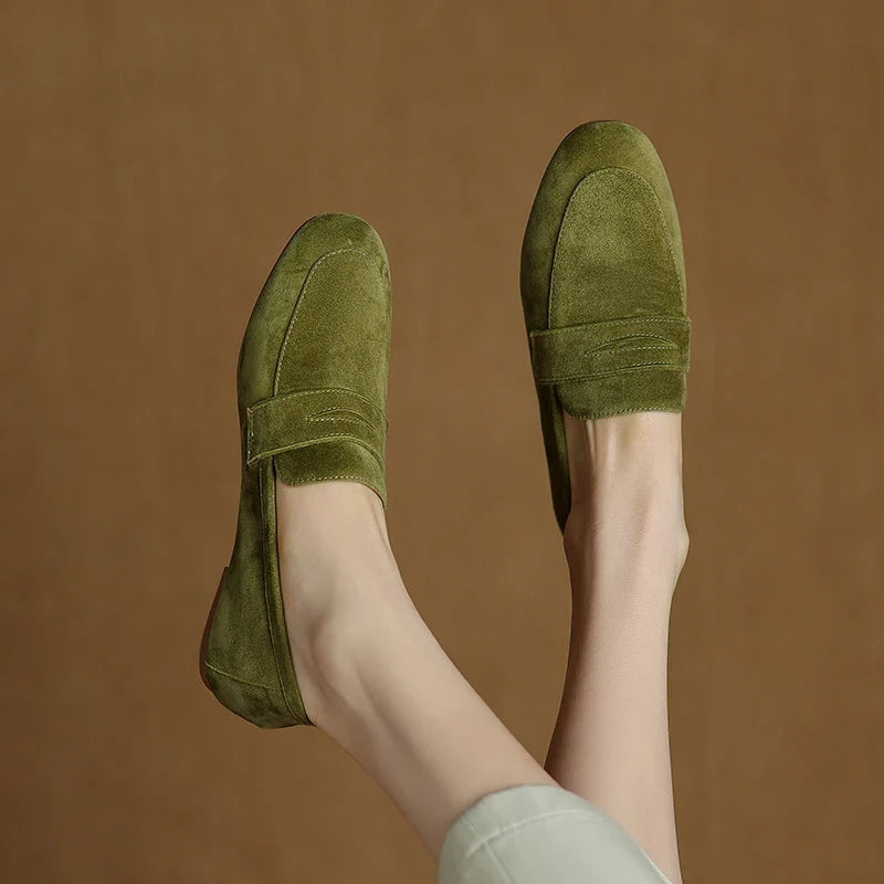 2026 Spring Sheep Suede Women Shoes Round Toe Flat Heel Women loafers Shoes for Women Deep Mouth Loafers Low Heels Ladies Shoes