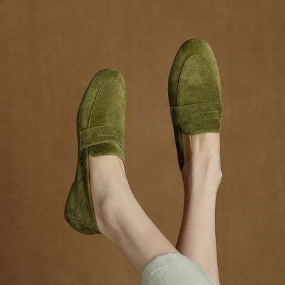2026 Spring Sheep Suede Women Shoes Round Toe Flat Heel Women loafers Shoes for Women Deep Mouth Loafers Low Heels Ladies Shoes