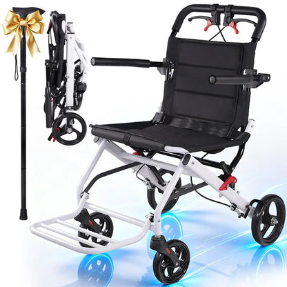Lightweight Transport Wheelchair for Adults & Seniors, 19 lbs Foldable Travel Wheelchair with 18.1" Wide Seat