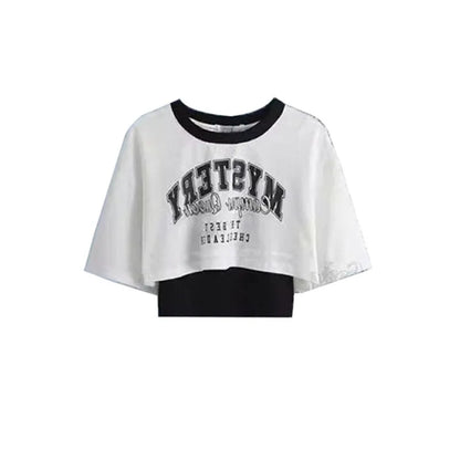 2024 Summer New Korean Style Short Sleeved T-shirt Top Ink Retro Printed Wide Feet Pants Two Piece Set Elegant Women's Pants Set