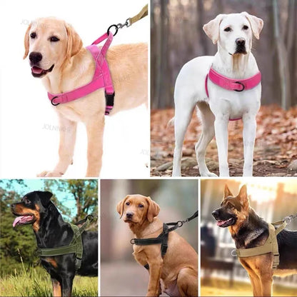 Reflective Tactical Anti-Pull Dog Harness Nylon Adjustable Escape Proof for Large Dog Outdoor Training Vest with Handle