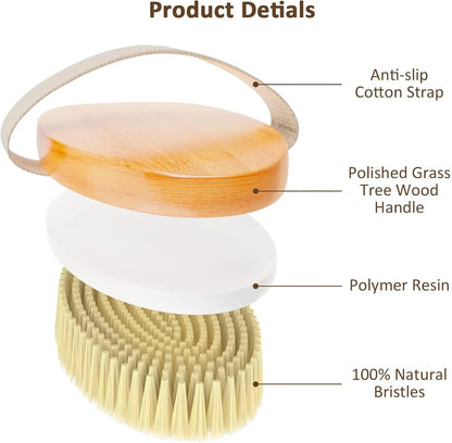 Handheld portable shower brush Natural Wooden Wet Dry Skin Body Bristle Brush Soft SPA Brush Bath Massager