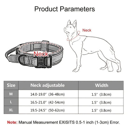 Tactical Dog Collar Military Nylon Heavy Duty K9 Collar Quick Release Buckle Adjustable Training Collar For Large Dogs